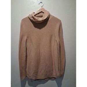 Indigenous Organic Fair Trade M 100% Knit Pima Cotton Tan Tunic Cowlneck Sweater